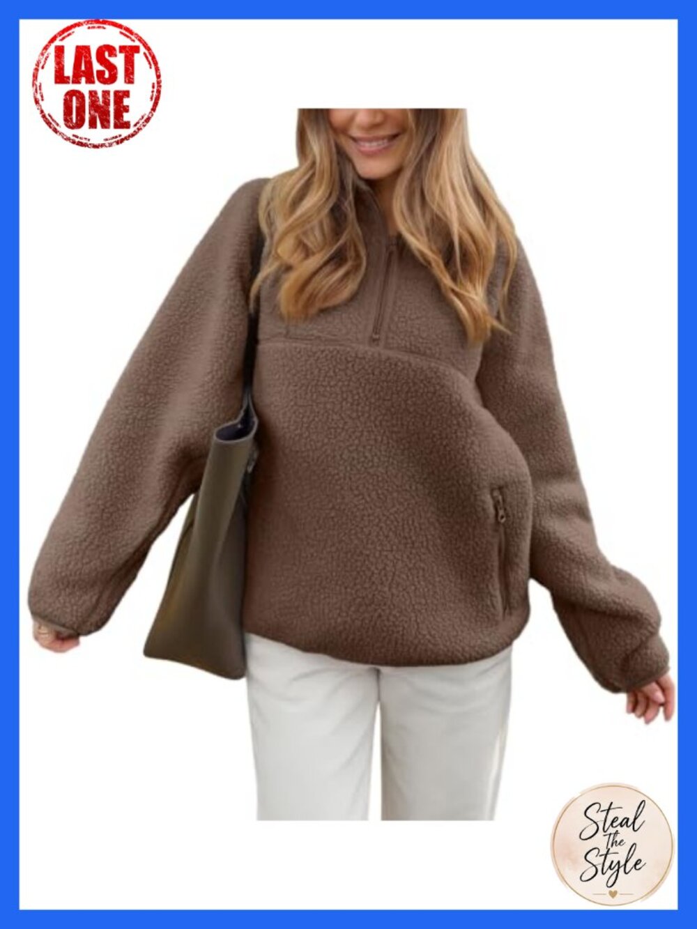Womens Half Zip Sherpa Fleece Pullover Jacket Funnel Neck Winter